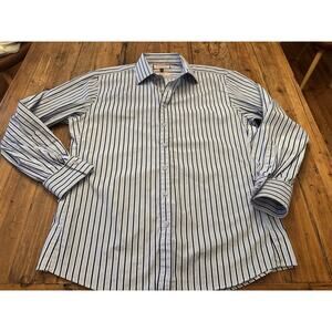 Pink Thomas Pink Men’s Button Shirt Size 16.5 42 Slim Fit Striped Office Preppy